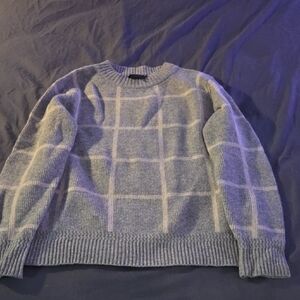Pendleton Gray and Cream Checkered Crewneck Sweater
